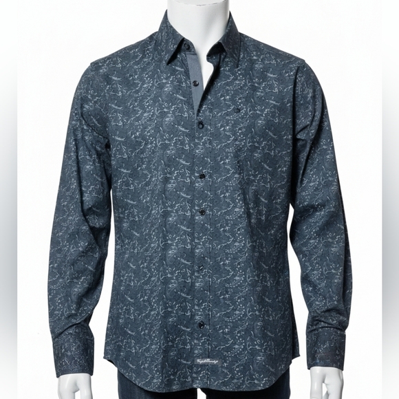 English Laundry Charcoal Patterned Button Down Shirt - Picture 1 of 3
